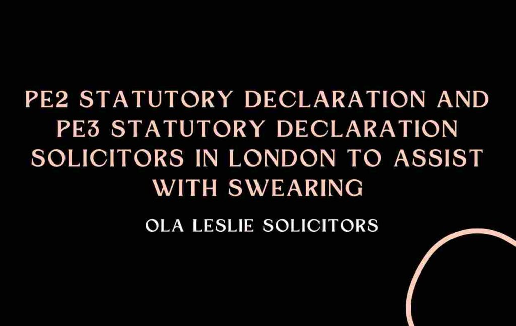 Text overlay "PE2 & PE3 Statutory Declarations" on a webpage about DVLA regulations