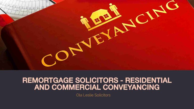 A red law book titled Conveyancing representing the legal work of remortgage solicitors for residential and commercial property.